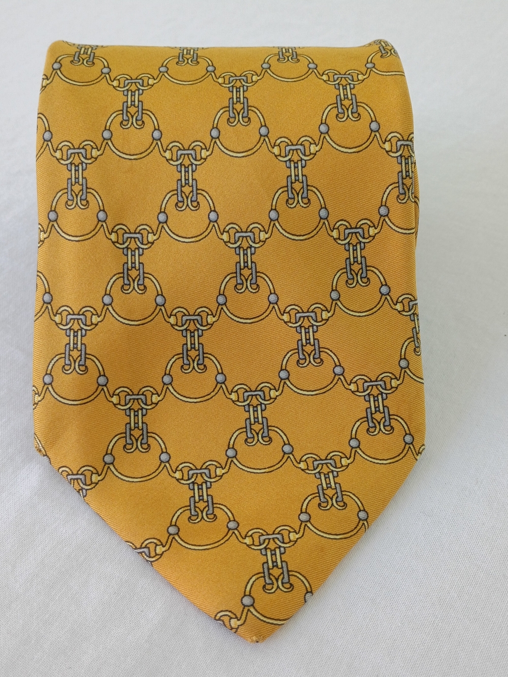 Fendi Silk Tie Chain Link Motif Made In Italy 58" x 3.75"